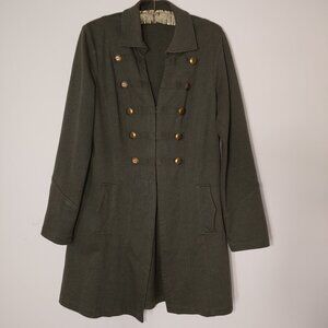 CABI Cavallari Military Style Knit Long Jacket Army Green Size L